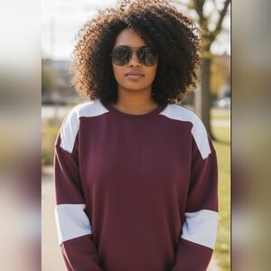 Universal Thread Maroon and White Pullover